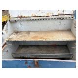 Slanted Metal jobbox with a Reed Chain Vise attached. H 55 ½” x 30” x 48”