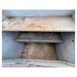 Slanted Metal jobbox with a Reed Chain Vise attached. H 55 ½” x 30” x 48”