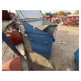 Slanted Metal jobbox with a Reed Chain Vise attached. H 55 ½” x 30” x 48”