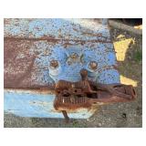 Metal workbench or tool cabinet with 2 drawers and 2 lower cabinet doors.