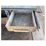 Metal workbench or tool cabinet with 2 drawers and 2 lower cabinet doors