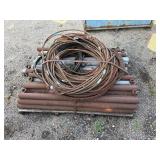 Steel pipes and steel coiled wire rope, pipe length 48”