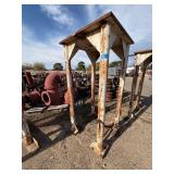 Steel pipe stand or industrial support frame.  H 80 ½” x 38” x 38”