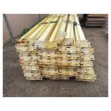 Industrial Steel pallet racking cross beams/uprights, disassembled. Plywood sheets for shelves.