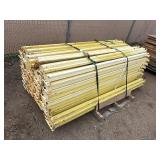 Industrial Steel pallet racking cross beams/uprights, disassembled. Plywood sheets for shelves.