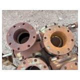 Pallet of 6" Flange Plug Valves. The shaft has a lever arm.