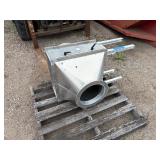 Galvanized steel air handling or ductwork component for HVAC, likely. Purafil Media Bed pressure gauge.