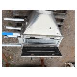 Galvanized steel air handling or ductwork component for HVAC, likely. Purafil Media Bed pressure gauge.