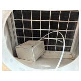 Galvanized steel air handling or ductwork component for HVAC, likely. Purafil Media Bed pressure gauge.