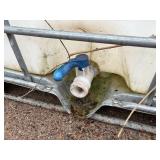 Plastic tank inside a metal cage. L 39 ½” x W 47” x H 46”