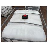 Plastic tank inside a metal cage. L 39 ½” x W 47” x H 46”