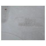 Plastic tank inside a metal cage. L 39 ½” x W 47” x H 46”