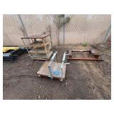 Custom-built rolling cart w/slotted channel uprights, three-tier cart, Steel rolling pipe/tank cradle