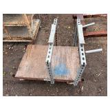 Custom-built rolling cart w/slotted channel uprights, three-tier cart, Steel rolling pipe/tank cradle