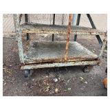 Custom-built rolling cart w/slotted channel uprights, three-tier cart, Steel rolling pipe/tank cradle