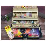 Large PLANO Tackle Box with Lures - Jigs - Sinkers - Parts