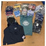 5 shelves of mostly Minnesota shirts, sweatshirts & jackets