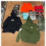Apparel: 5  shelves of WI/MN sweatshirts & t-shirts sizes S-2XL