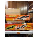 Crossbow and everything  on that shelf plus All Blow darts on floor