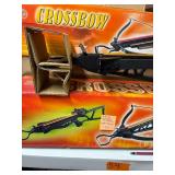 Crossbow and everything  on that shelf plus All Blow darts on floor