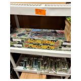 Crossbow and everything  on that shelf plus All Blow darts on floor