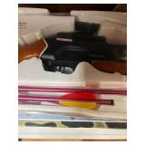 Crossbow and everything  on that shelf plus All Blow darts on floor