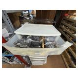 Lanyards and eyewear retainers in 9 plastic storage stacking drawers