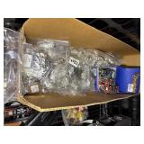 Key chains, Flashlights, rubber bands,  aluminum wallets, poker set in case, shot glasses