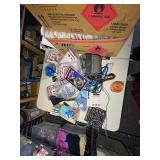 Hats, snow scrapers, gloves, chargers, electronic carrying cases