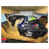 Hats, snow scrapers, gloves, chargers, electronic carrying cases