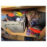 Hats, snow scrapers, gloves, chargers, electronic carrying cases