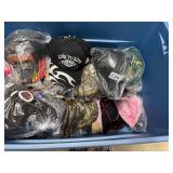 Tub (included) of hats, vinyl decals, lip balm holders