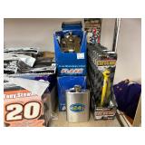 NASCAR lighters, cars, shirts, can coolers, blankets, flasks, desk set, hats, and license plates