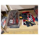 NASCAR lighters, cars, shirts, can coolers, blankets, flasks, desk set, hats, and license plates