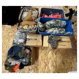 Hunting orange and Camo hats, jackets and gloves