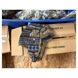 Hunting orange and Camo hats, jackets and gloves