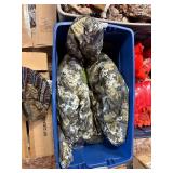 Hunting orange and Camo hats, jackets and gloves