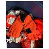Hunting orange and Camo hats, jackets and gloves