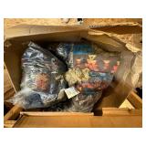 Hats, gloves, shirts, jackets, dolls, water toys