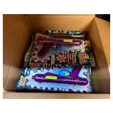 Hats, gloves, shirts, jackets, dolls, water toys