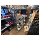 2 NSF Metal rolling shelves, H 69” x 2’ x 3’