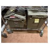 2 NSF Metal rolling shelves, H 69” x 2’ x 3’