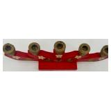 Vintage Scandinavian Style Red Hand-Painted Floral Wooden Candle Holder Set