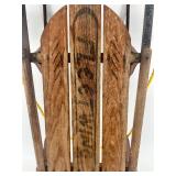 Vintage Wooden Toboggan Sled With Metal Frame & Rope