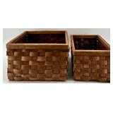 Two Woven Baskets & Christmas Decor Lot