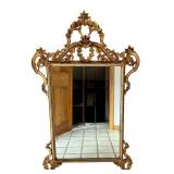Large Vintage Ornate Gold Gilt Wall Mirror with Floral Detailing