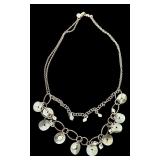 Chan Luu 16 Inch Sterling Silver Disc Necklace with Crystals