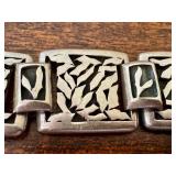 Sterling Silver 925 Abstract Pattern Link Bracelet 7 Inch