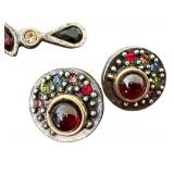 UL - Patricia Locke Brooch and Earrings Set with Multicolor Stones