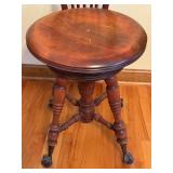 UL - Vintage Wooden Swivel Piano Stool  Chair with Claw Feet